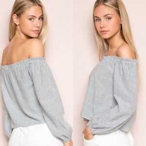BRANDY Melville Theia Off The Shoulder Striped‎ Top S